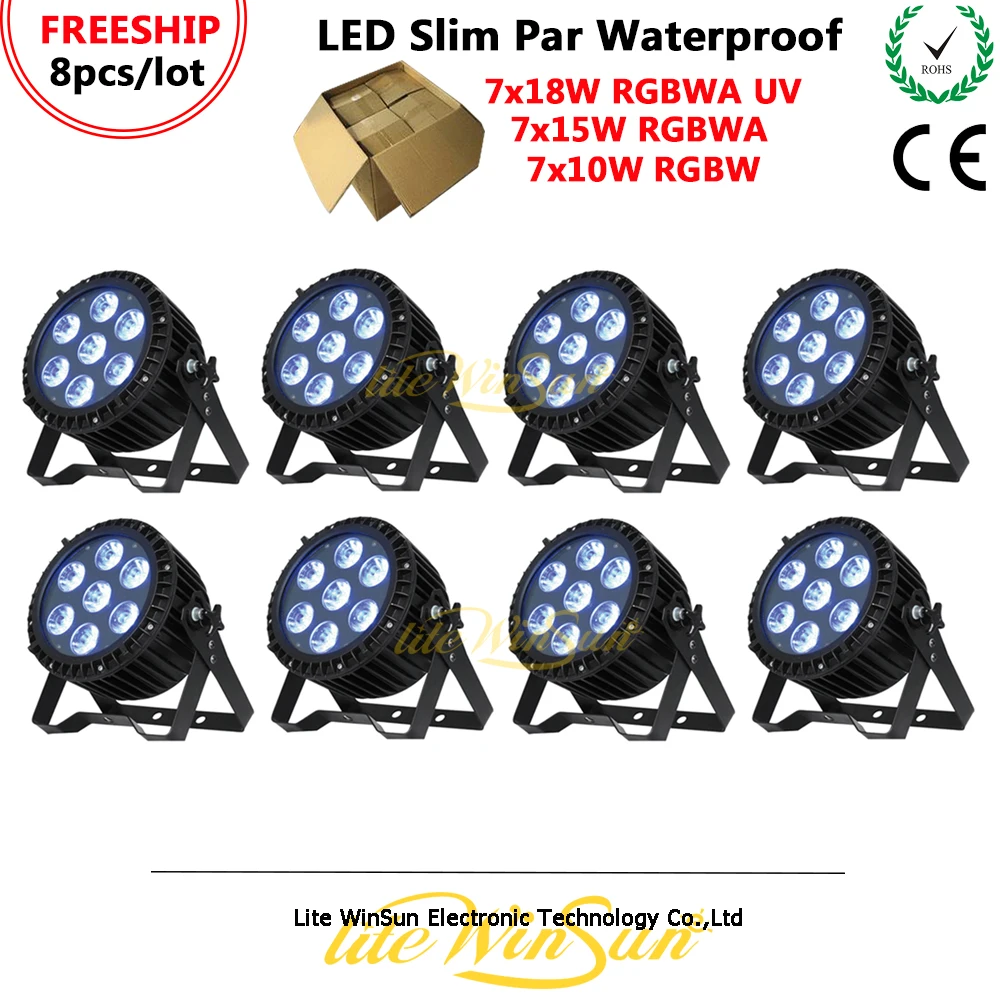 Litewinsune Бесплатная доставка 8 шт./лот 7*18 Вт 6 в 1 RGBWA УФ DMX 512 LED Телевизор на открытом