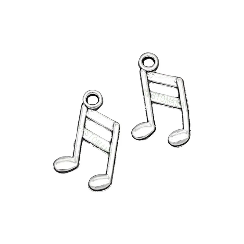 

300pcs-Antique Silver 2 Sided Tiny Music Note Charms Pendant 16x8mm