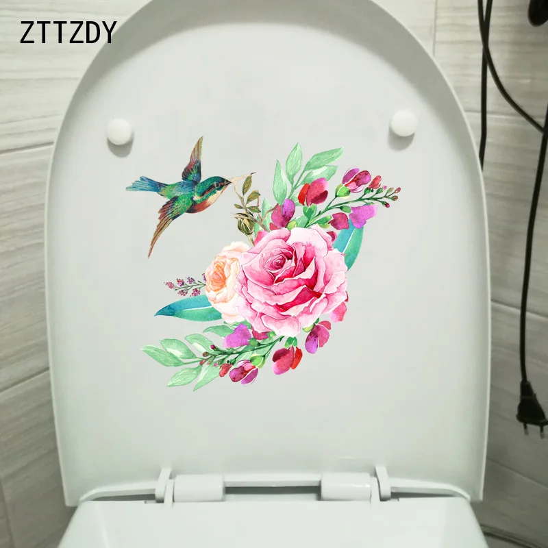 Настенная Наклейка ZTTZDY для туалета 22 6*21 см рисованная вручную цветы и птицы