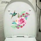 Настенная Наклейка ZTTZDY для туалета, 22,6*21 см, рисованная вручную цветы и птицы, домашняя наклейка для спальни, наклейка на стену, на стену, с рисунком