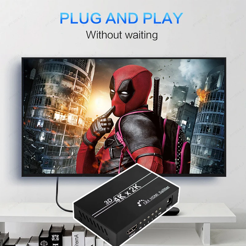 4K HDMI сплиттер UHD 3D HD distrumbite 1X4 1X2 1080p переключатель адаптер Усилитель повторителя для ноутбука HDTV DVD PS3 PS4 Xbox