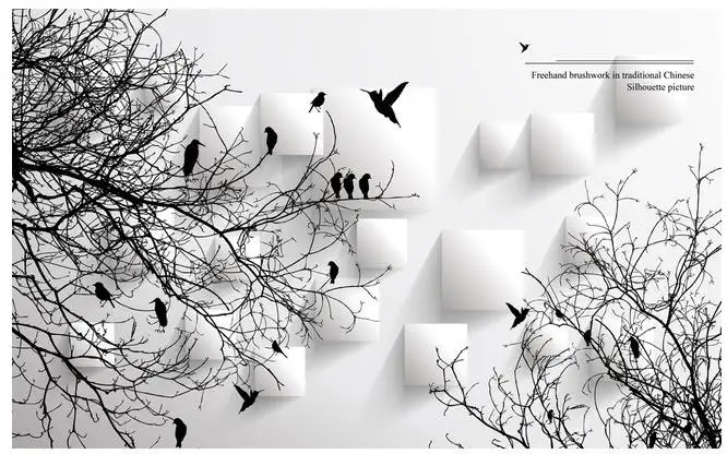 Пользовательские 3d обои абстрактная птица дерево фон украшение стены живопись