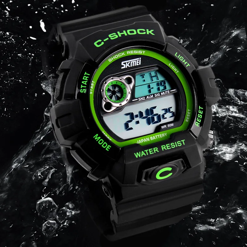 Классные Спортивные Мужские Цифровые часы с хронографом мужские светящиеся