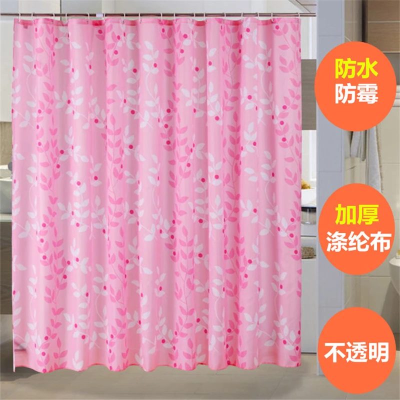 Розовая занавеска для душа с листьями дома гостиницы ванной комнаты из плотного