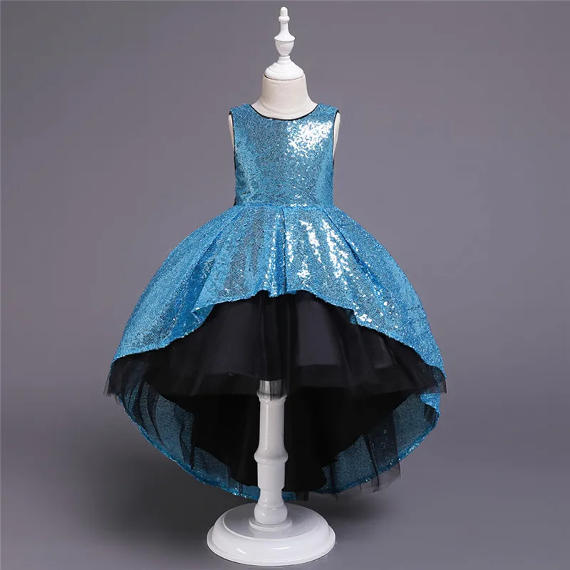 751 Sky Blue Летняя одежда с пайетками для девочек Новая одежда для маленьких девочек, платье с цветочным узором для маленьких девочек детская повседневная одежда для девочек - Цвет: 751 Sky Blue
