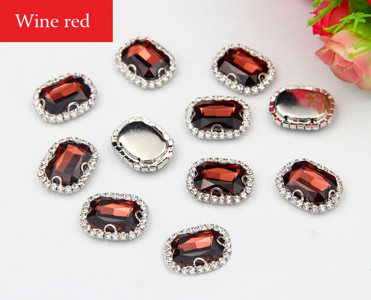 10x14mm Rectangle octagonal shape flatback sew on rhinestones Super flash Crystal buckle loose 20pcs/pack | Дом и сад