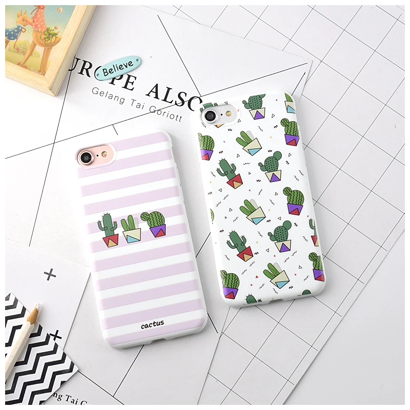 Mouplayca Карамельный Цвет Арт лиственным принтом чехол для iPhone X 6 6s 7 8 плюс кактусов