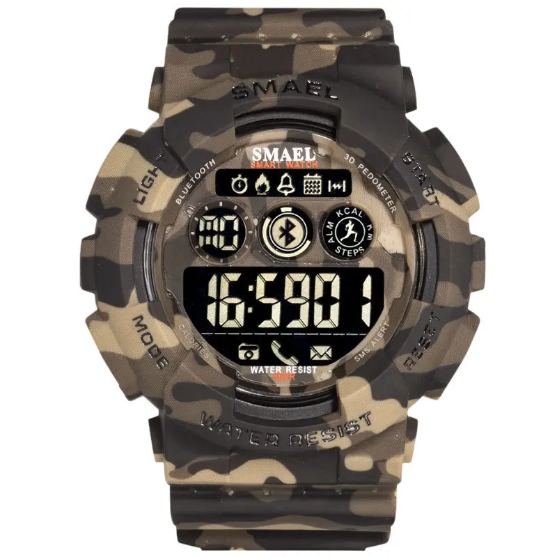 Camo Khaki SMAEL Мужская Военная, Армейская, камуфляжная наручные часы светодиодный дисплей часы хронограф спортивные наручные часы цифровые часы мужские для мужчин - Цвет: Camo Khaki