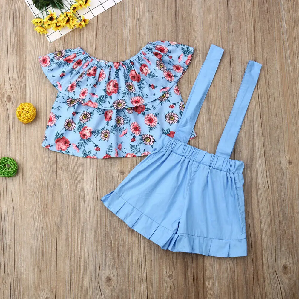 Детский костюм для девочек pudcoco летняя блузка с цветочным принтом комплект из 2