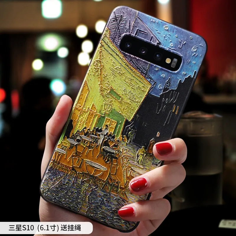Винтажный рельефный чехол с изображением звездной ночи для samsung galaxy S10 PLUS S10 S10 lite S10e чехол