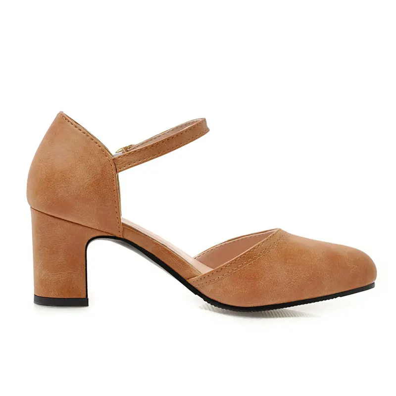 

Fanyuan Fashion Ankle Strap High heels Spring Buckle Strap Casual Shoes Women Shoes Elegant Solid Pointed Toe Ladies Pumps
