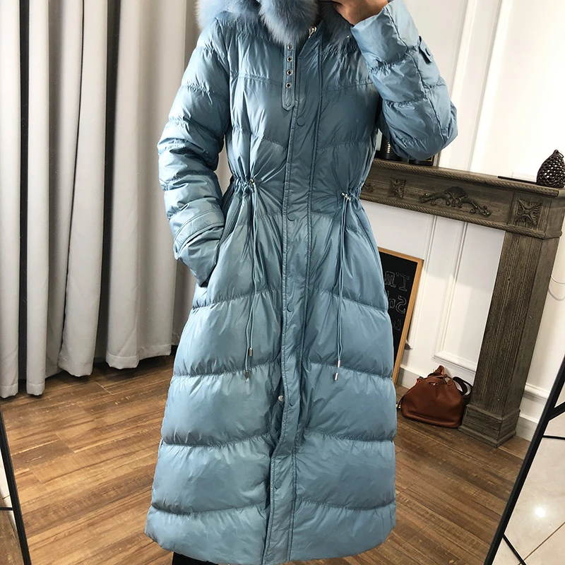 New Double Real Fur Collar Coat Natural Fox 2020 Winter Jacket Women long Down slim thick Warm White Duck Parkas YRF13 | Женская одежда