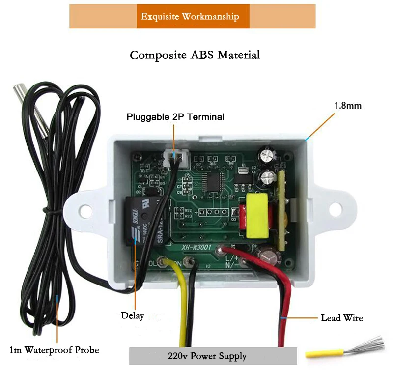 Цифровой термостат Температура Регулятор 12 V 24 V 110 V 220 V терморегулятор, термостат инкубатор Termometro XH-W3001