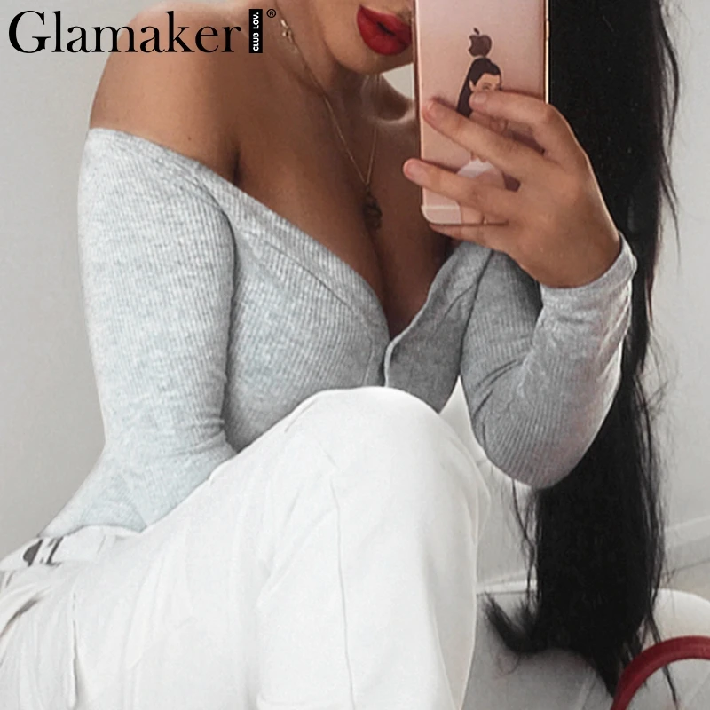 Женский облегающий боди Glamaker красный с открытыми плечами и пуговицами мягкие