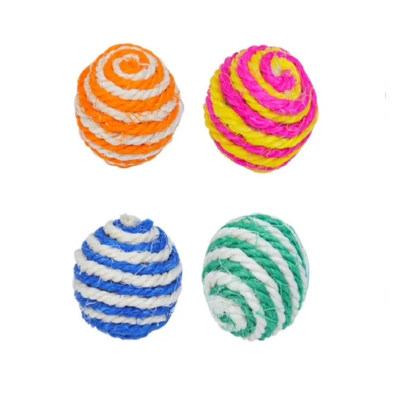 4pc Ball Random Питомец кошка котенок сизаль плетеные шарики игрушки Кот котенок интерактивный тизер играть скретч ловить жевательные игрушки Смешные кошки хлопковые повязки с узлом мяч игрушка - Цвет: 4pc Ball Random