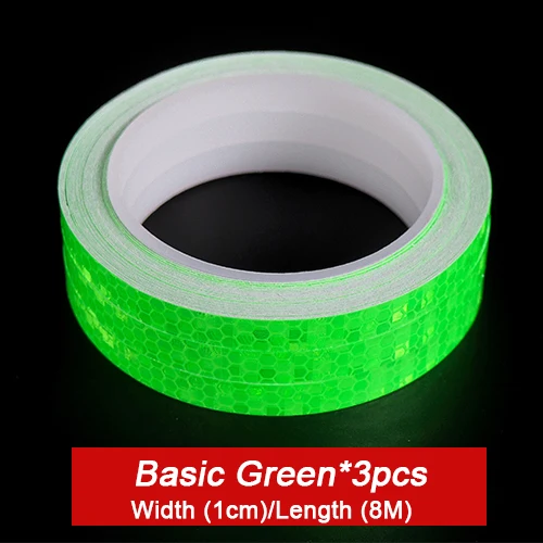 Green-3PCS-1cm Наклейка для велосипеда victgoal, s набор, наклейка, Светоотражающая наклейка, лента для велосипеда, светоотражающая лента, наклейка 1 см/2 см, велосипедное колесо, Аксессуары для велосипеда - Цвет: Green-3PCS-1cm