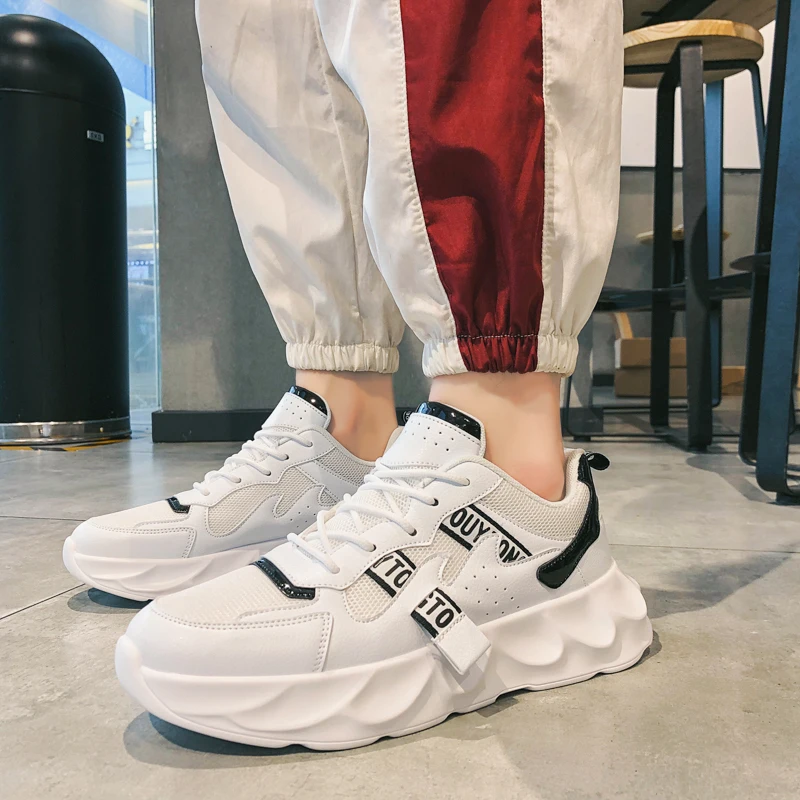 Летние мужские кроссовки повседневная обувь из искусственной кожи и сетчатого