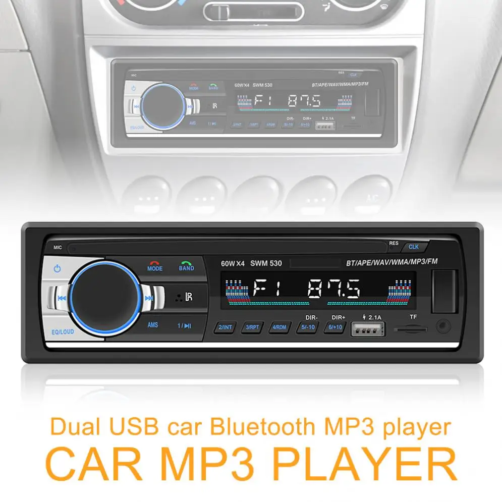Bluetooth 1 DIN In Dash 12V автомобильный стерео fm радио MP3 аудио плеер Поддержка громкой