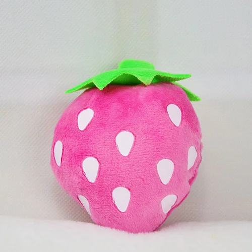 pink strawberry Игрушки для собак для маленьких собак жевательная игрушка-пищалка для щенков скрипучий плюшевый звук милые фрукты и овощи дизайны игрушки товары для животных-15 видов стилей - Цвет: pink strawberry
