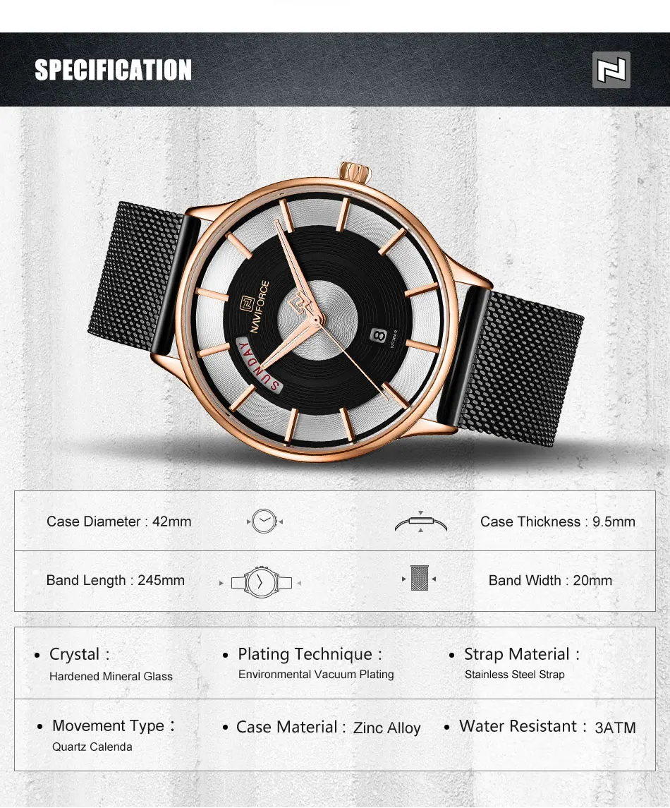 NAVIFORCE часы Мужские лучший бренд класса люкс модные деловые мужские часы из нержавеющей стали водонепроницаемые кварцевые наручные часы Relogio Masculino