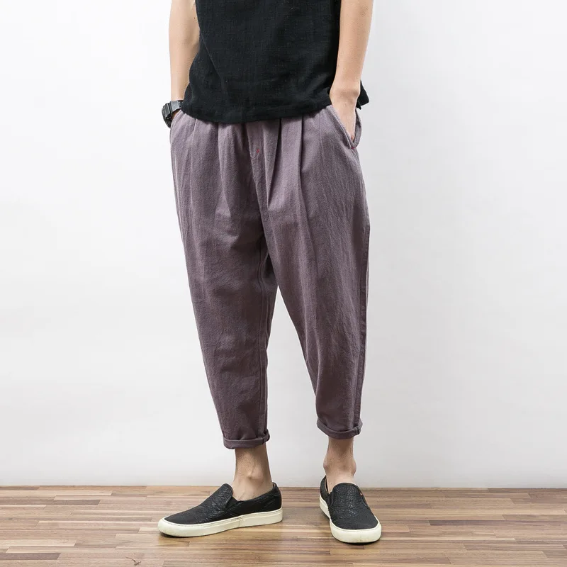 Новые модные брюки мужчины 2017 сезон: весна–лето однотонные Ретро Леггинсы