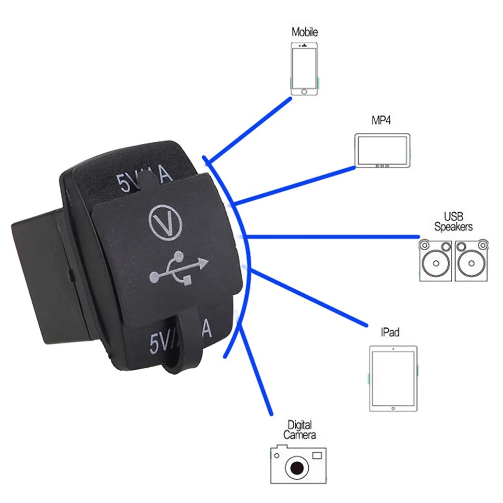 12 24V Универсальный 3.1A 5V Выход двойной USB автомобильная зарядка Синяя светодиодная