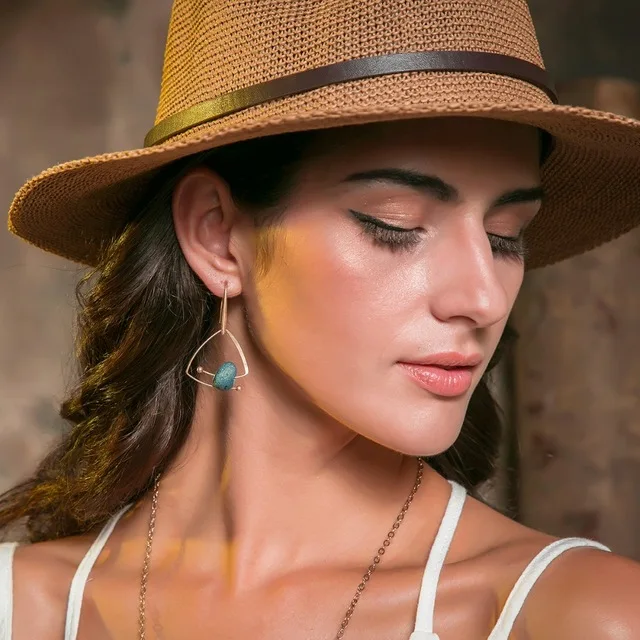 Романтический Для женщин синий Натуральный камень Серьги Винтаж золото