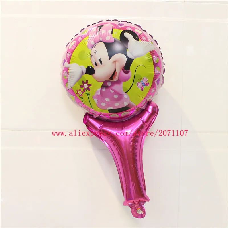 minnie Lucky 50 шт./лот мультфильм Heros KT Воздушные шары "Миньоны" палочки держатели надувные фольга Воздушные шары на день рождения вечерние принадлежности украшения - Цвет: minnie