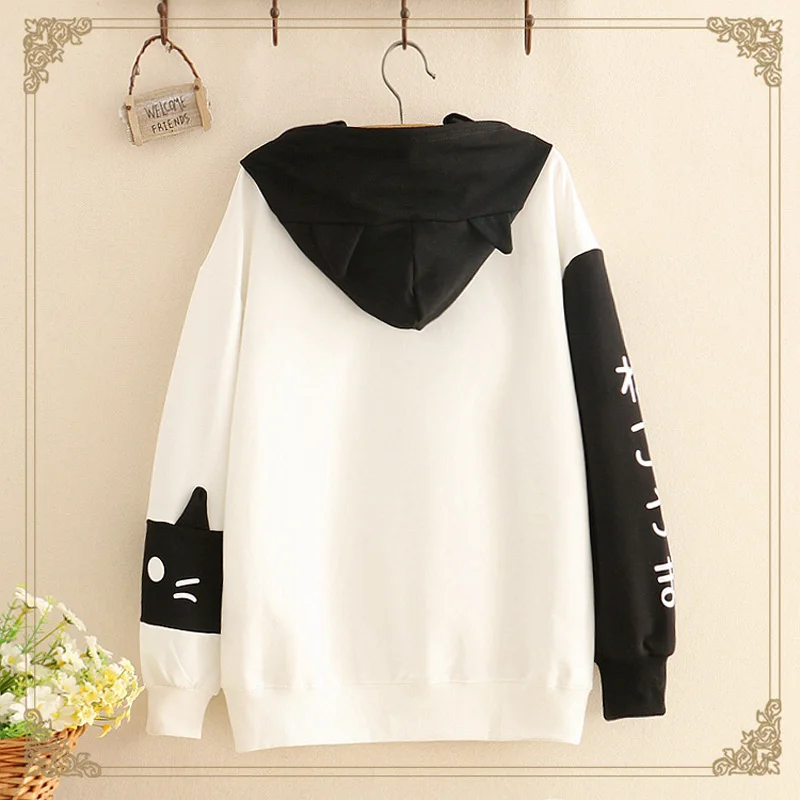 WXCTEAM Kawaii Harajuku маленький кот котенок печатных толстовки для женщин теплый флис