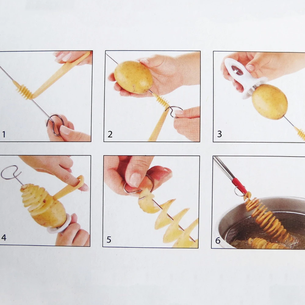 Нержавеющая Сталь Торнадо картофеля спиральный резак среза чипы 4 спиц башня
