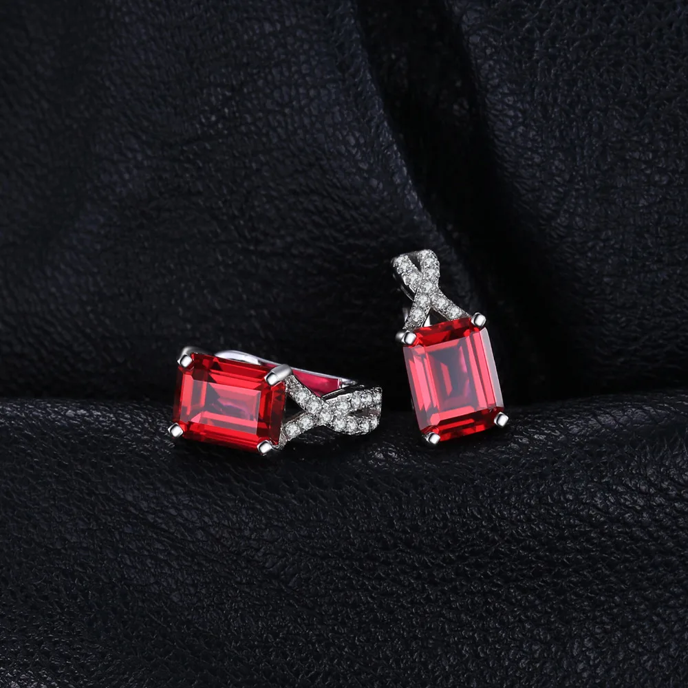 Jewelrypalace Изумрудный Cut 6ct создан красный рубин клип на Серьги стерлингового