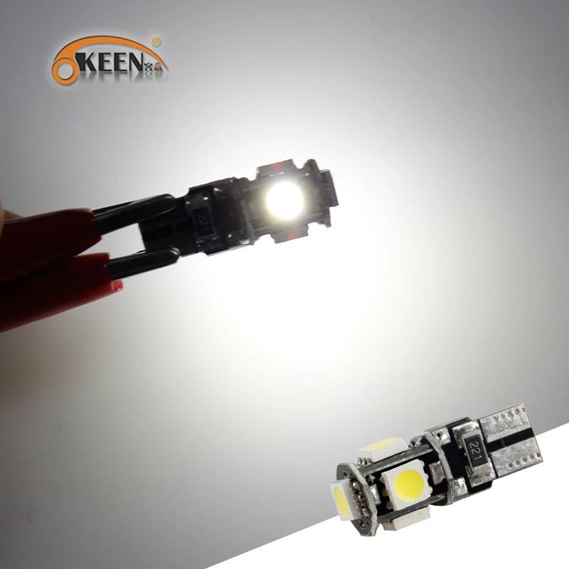 Белые светодиодсветодиодный лампы OKEEN 20X T10 5 SMD 5050 2825 158 192 168 194 для внутреннего