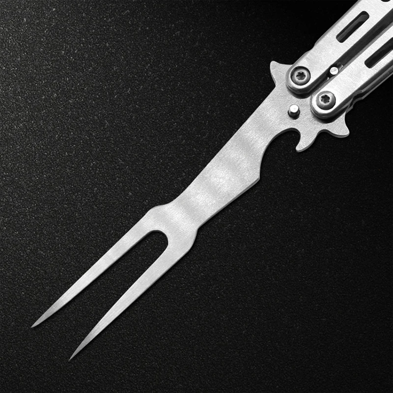 Складной нож из нержавеющей стали тренировочный бабочка с вилкой|butterfly in knife|knife