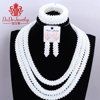 milk white delicate 3 layers coral nigerian wedding african beads jewelry set dubai coral beads bridal christmas jewelry sets
