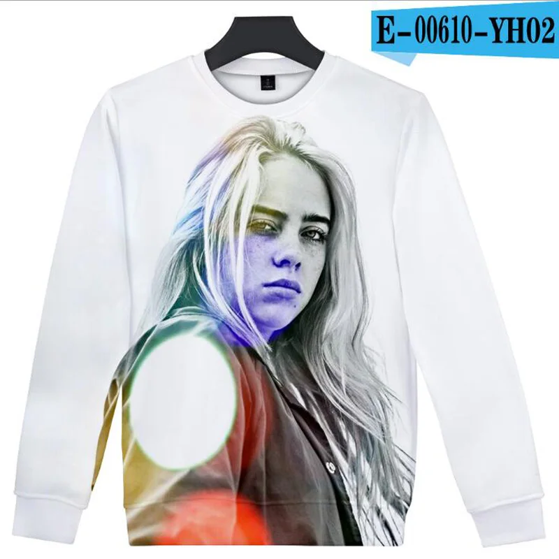 В Стиле Хип-хоп, модная Фирменная Костюмы Billie Eilish 3D принт худи свободного кроя из Для женщин с капюшоном толстовки, пуловеры, повседневный стиль, уличная одежда, топы - Цвет: 008