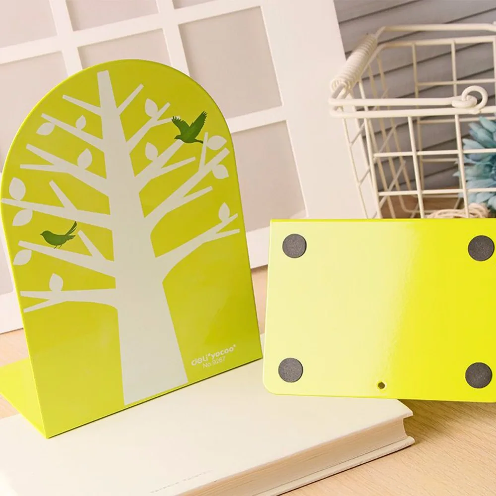 1 пара/лот 3-Color Tree-Imaged Metal Bookend SL00011 | Канцтовары для офиса и дома