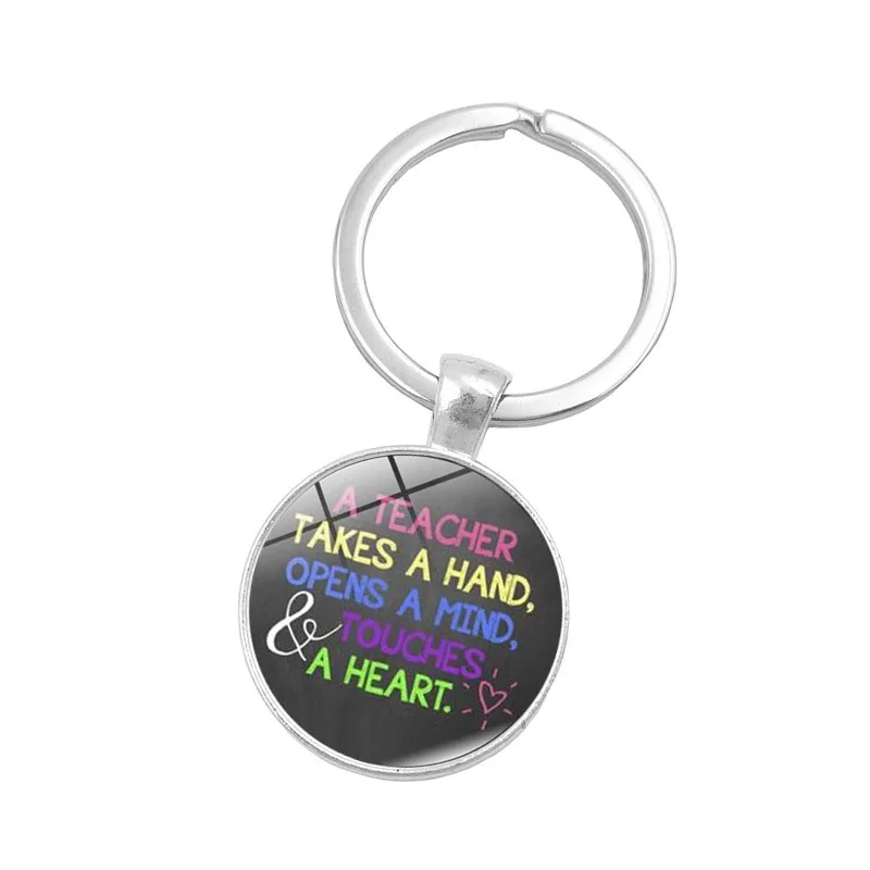 A Great Teacher Takes Hand Opens Mind and Touches Heart Shapes Future Keychain 2018 Teacher's Day Gifts Metal Key Chain Ring | Украшения