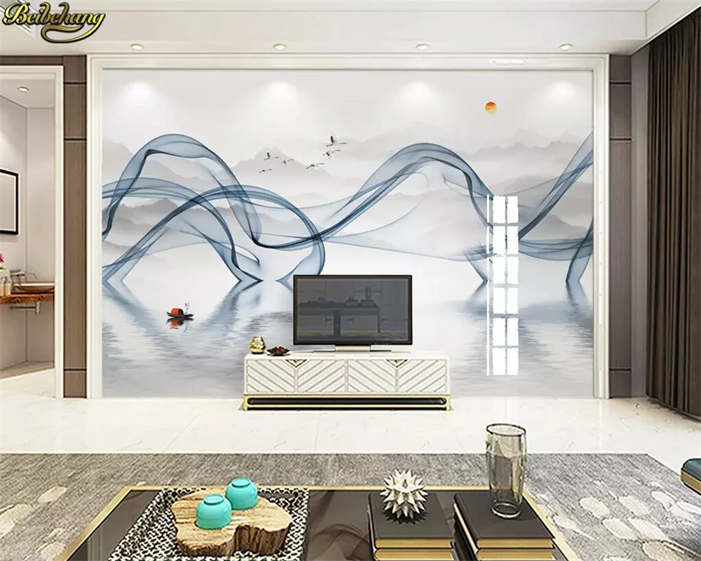 Обои на заказ 3d росписи абстрактные чернила линия дым пейзаж ТВ фон обои домашний