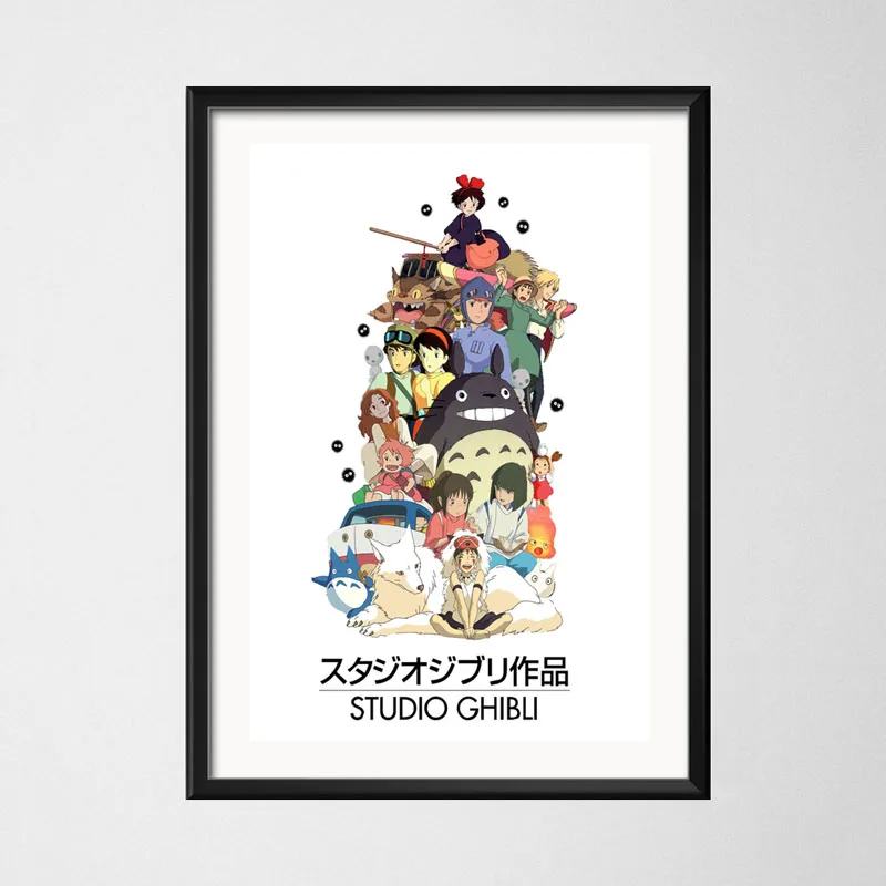 P714 студия Ghibli Горячие персонажи коллаж унесенный спиром Мой сосед Тоторо художественная живопись Шелковый Холст плакат настенный домашний декор - Цвет: 3