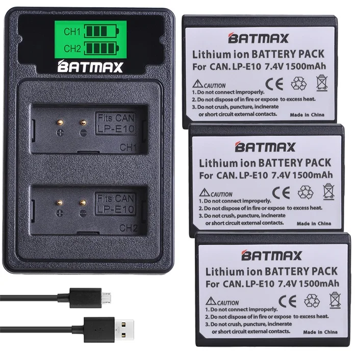 3 Battery set 2 шт. LP-E10 LP E10 LPE10 батарея+ lcd USB двойное зарядное устройство с портом type C для Canon 1100D 1200D 1300D Rebel T3 T5 KISS X50 X70 - Цвет: 3 Battery set