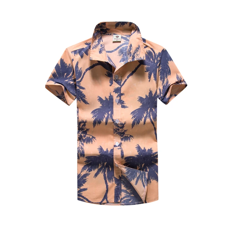

2019 Summer New Arrival Fashion Print Hemden Herren Quick Dry Loose Plus Size Beach Men Shirt Short Sleeve