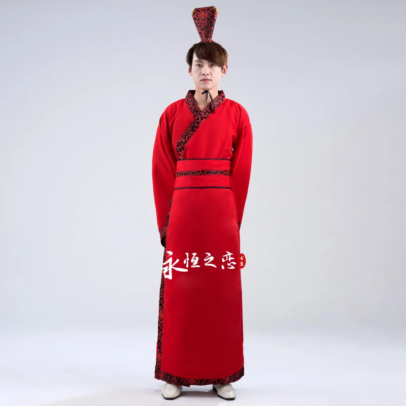

China ancient Robe Costume Hanfu clothing Han Tang Ming Dynasty palace garment Knight emperor Prince clothing Red Black Outfit