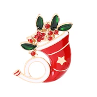 merry christmas theme brooch pin exquisite beautiful christmas horn brooch best christmas gift adornment for family and friends