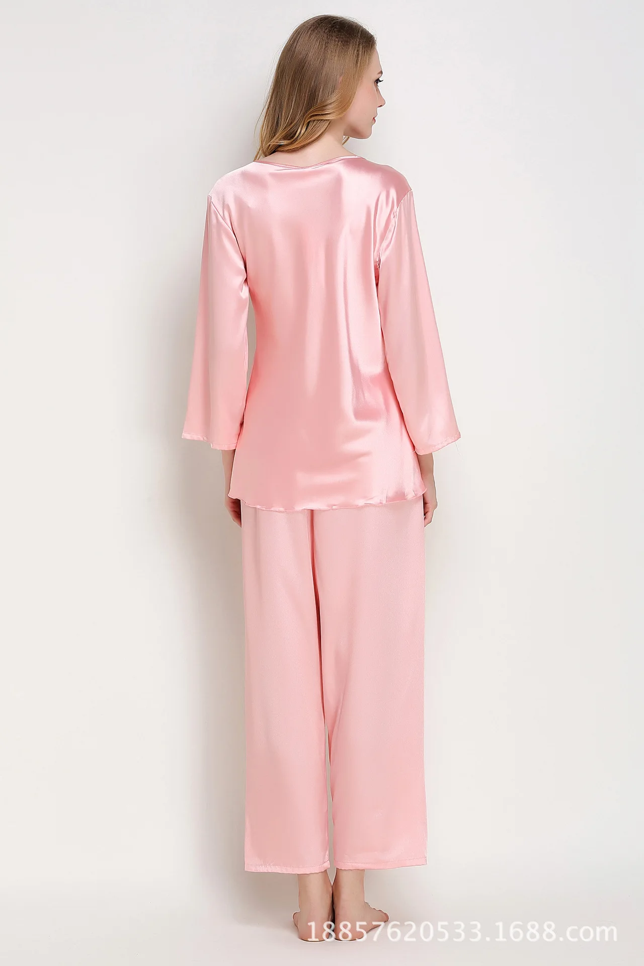 Spiring Autumn Women Ladies Sexy Flower Lace Satin Silk Pajamas Sets Long Sleeve Tops+Pants Sleepwear Femme Nightwear Pyjama | Женская