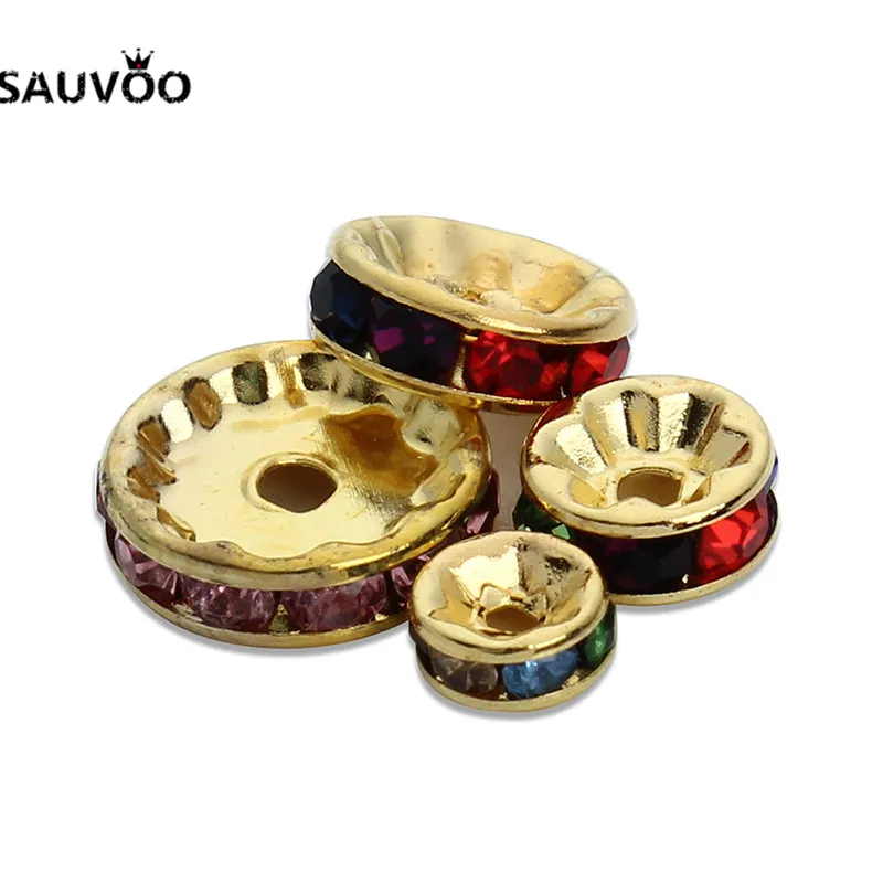 Золотистые/Серебристые плоские бусины-разделители SAUVOO 50 шт. 6 мм 8 10 12 для