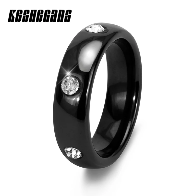 Керамическое кольцо для женщин гипоаллергенное с 5 блестящими стразами модные