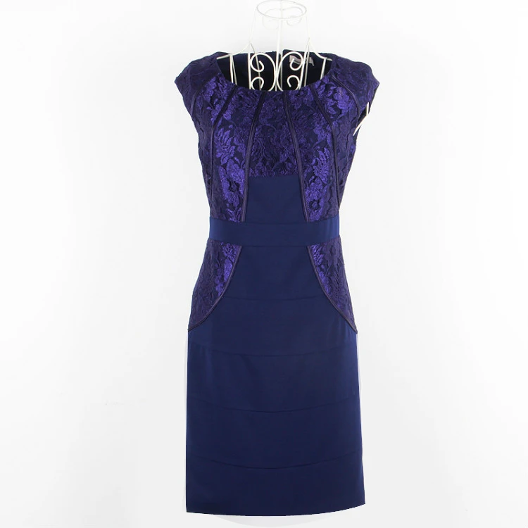 Лето женщины в тяжёлый вышивка кружево воротник-хомут короткий рукав платье ML1527 |