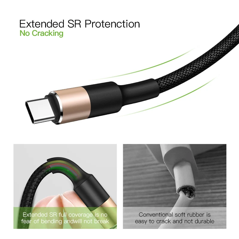 Кабель T-phox USB Type C для Xiaomi 9 Redmi Note 7 USB-C кабель быстрой зарядки Samsung Galaxy S10 S9 Plus -