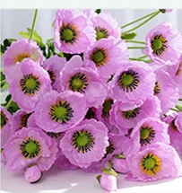 purple 4 головки/ветка, цветы мака, шелк, искусственный Мак, длинный стебель, для дома, вечерние, украшение, Цветочная композиция, букеты подружки невесты - Цвет: purple