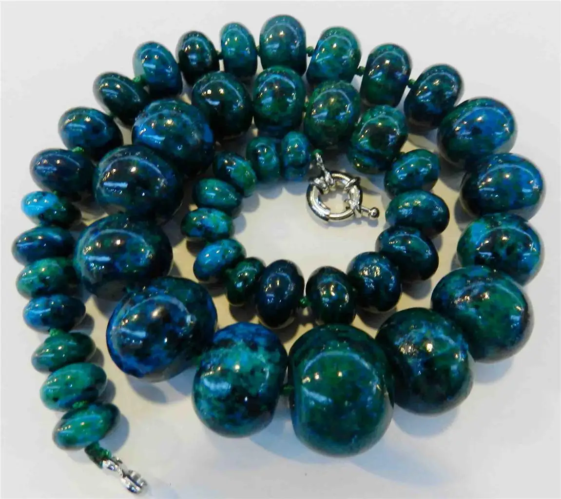 Очаровательно! 10 20 мм Azurite Phoenix Stone Roundel бусы ожерелье ручная работа модные